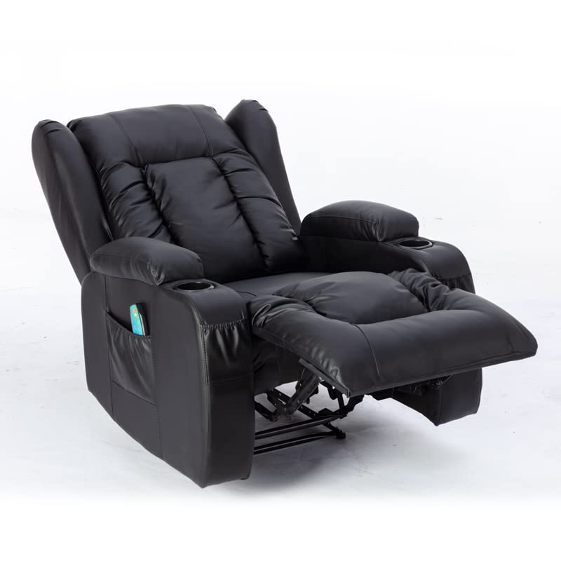 HomSof Chair Sofa,Eight Point Function and Heated,Adjustable Home Theater Single Recliner Suitable for The Elderly Vibration Massage Manual Remote Control, Black