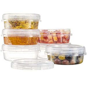 plasticpro 6 pack twist cap food storage containers with clear screw on lid- 8 oz reusable meal prep containers - freezer and microwave safe clear plastic food storage