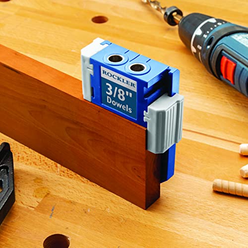 3/8” Doweling Jig Kit w/Drill Bit & Stop Collar – Wood Dowel Jig Accessories – Dual Edge Stops for Easy Alignment w/Dovetail – Durable Nylon Jig w/Steel Bushings – Dowel Jointer Jig w/Hex Wrench