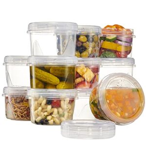 plasticpro 12 pack twist cap food storage containers with clear screw on lid- 16 oz reusable meal prep containers - freezer and microwave safe clear plastic food storage