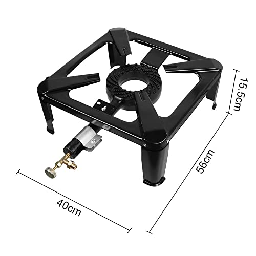 Camping Stove - Portable Propane Stove Burner Gas Cooker, with Adjustable 0-20PSI Regulator Hose, Heavy Duty Iron Cast Gas Boiling Ring BBQ Grill with Detachable Legs for Camp Patio RV Cooking Outdoor