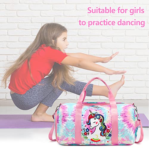 BLUBOON Duffle Bag Girls Kids Cute Gym Bag with Shoes Compartment & Wet Separation Waterproof Sports Overnight Travel Bag