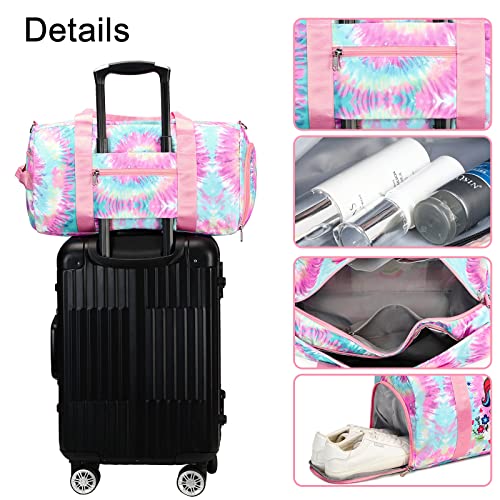 BLUBOON Duffle Bag Girls Kids Cute Gym Bag with Shoes Compartment & Wet Separation Waterproof Sports Overnight Travel Bag