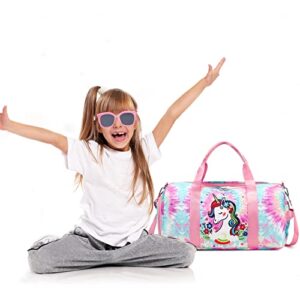 BLUBOON Duffle Bag Girls Kids Cute Gym Bag with Shoes Compartment & Wet Separation Waterproof Sports Overnight Travel Bag