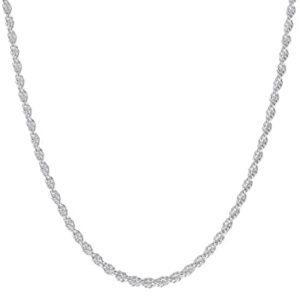 Haevsiwa 925 Sterling Silver Chain for Men Women Rope Chain Lobster Clasp Silver 2.5mm Silver Chain Necklace (22 inches)