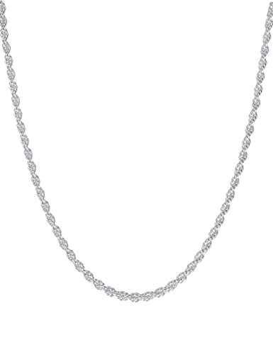 Haevsiwa 925 Sterling Silver Chain for Men Women Rope Chain Lobster Clasp Silver 2.5mm Silver Chain Necklace (22 inches)