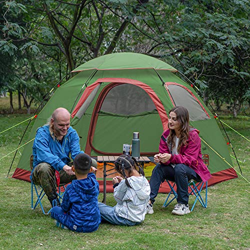 KAZOO Outdoor Camping Tent 2/4 Person Waterproof Camping Tents Easy Setup Two/Four Man Tent Sun Shade 2/3/4 People (4PGreen)