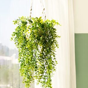 Mkono Fake Hanging Plant with Pot, Artificial Plants for Home Decor Indoor Macrame Plant Hanger with Fake Vines Faux Hanging Planter Greenery for Bedroom Bathroom Office Decoration