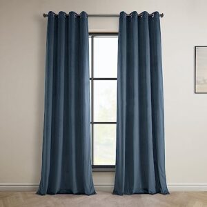 hpd half price drapes heritage plush velvet grommet curtains for bedroom & living room 50 x 96, vpyc-161258-96-gr (1 panel) london blue