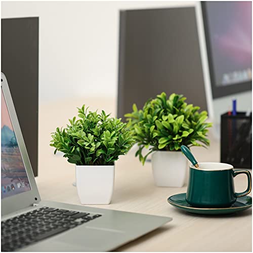 CADNLY Mini Artificial Plants Set - Faux Plants Indoor Small Fake Plants for Bathroom Office Desk - Green Plants Fake Potted Plants - Plastic Small Plants Decor for Shelf Shelves 3 Pack