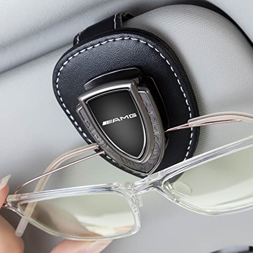 Tank Kids for AMG Sunglasses Holder,Leather Glasses Holders for Mercedes Benz AMG GT GLC GLE G C-Class S-Class E-Class GLA,Ticket Card Clip Car Sunglasses Holder,Accessories,Black