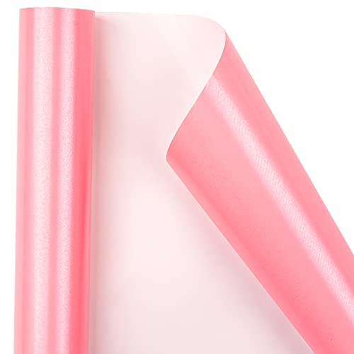 WRAPAHOLIC Wrapping Paper Roll - Mini Roll - 17 Inch X 33 Feet - Pink Pearlized Paper for Birthday, Holiday, Wedding, Baby Shower