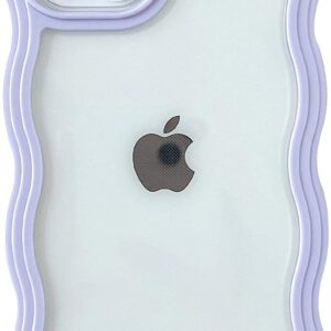 Caseative Cute Curly Wave Frame Shape Shockproof Soft Compatible with iPhone Case (Purple,iPhone 14 Pro Max)