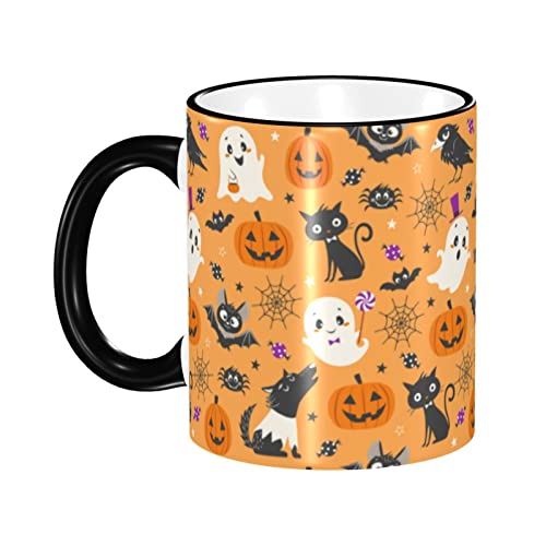 Halloween Funny Coffee Mug for Women Kid Ceramic Tea Cup Unique Friend Gift with Handle 11 OZ Microwave Safe Office Work Home