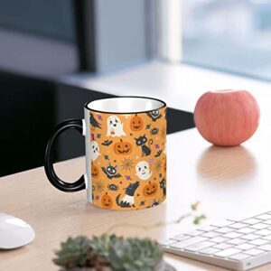 Halloween Funny Coffee Mug for Women Kid Ceramic Tea Cup Unique Friend Gift with Handle 11 OZ Microwave Safe Office Work Home