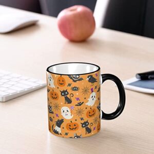 Halloween Funny Coffee Mug for Women Kid Ceramic Tea Cup Unique Friend Gift with Handle 11 OZ Microwave Safe Office Work Home