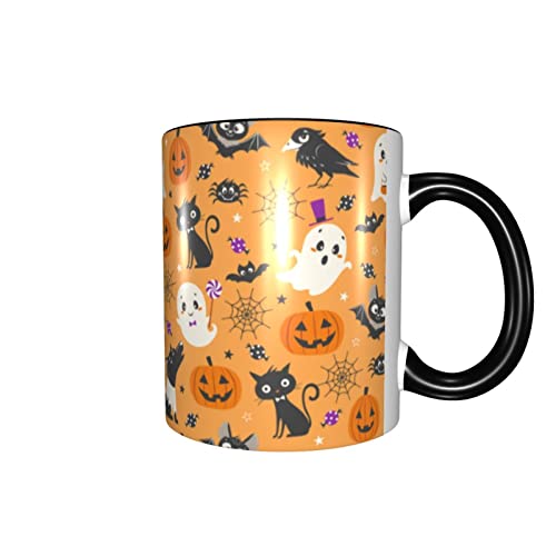 Halloween Funny Coffee Mug for Women Kid Ceramic Tea Cup Unique Friend Gift with Handle 11 OZ Microwave Safe Office Work Home