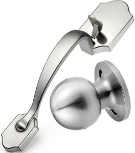 front door handleset entry door handle set with cove knob for right and left handed sided doors, interior and exterior entrance passage lock, satin nickel