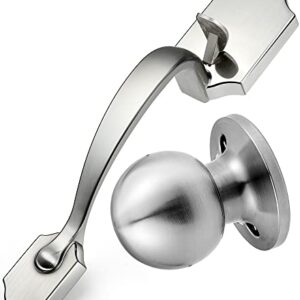 Front Door Handleset Entry Door Handle Set with Cove Knob for Right and Left Handed Sided Doors, Interior and Exterior Entrance Passage Lock, Satin Nickel