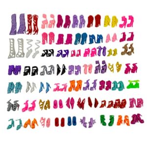 55 pairs fashion doll shoes for 11.5" doll 1/6 replacement different assorted colors high heel shoes boots flat shoes set for 11.5 inch girl doll