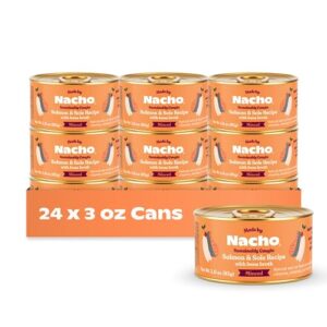made by nacho premium minced wet cat food with hydrating bone broth 3.0oz (24 packs) (minced wild-caught salmon and sole)