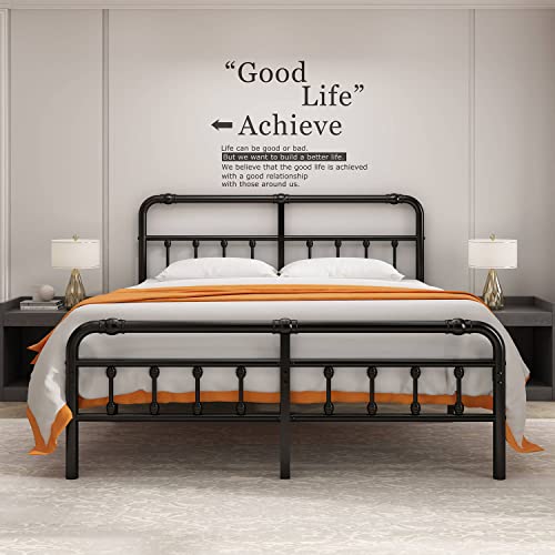 Hearicx California King Bed Frame with Headboard Footboard，Easy Assembly Heavy Duty Metal Platform with Premium Steel Slat Support，Noise-Free，12-Inch Under Bed Storage