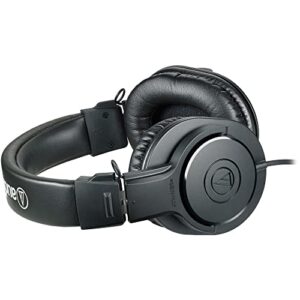 Audio-Technica ATH-M20x Closed-Back Monitor Headphones Bundle with Auray Headphones Holder and Headphone Case