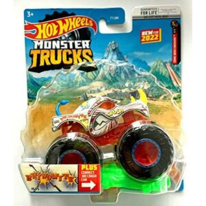 monster trucks rhinomite (white) with connect and crash car, 1:64 scale diecast truck 19/75