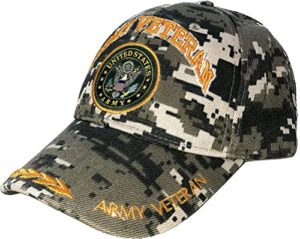 u.s. army baseball caps hats military apparel | retired veteran | 3d embroidered | adjustable (camo veteran with emblem)