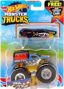 monster trucks haul y'all with fre crushed car, 1:64 scale diecast truck