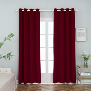 pleasant boulevard | 100% blackout curtains [2 panels] elegant thermal insulated drapes for bedroom, living room, large window | grommet style (52 x 84in, red)