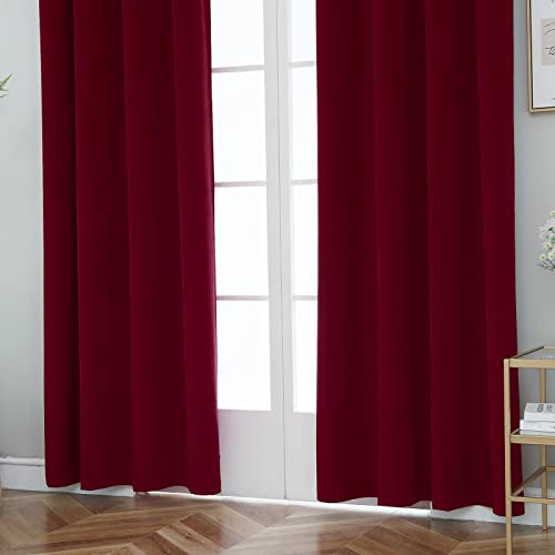 PLEASANT BOULEVARD | 100% Blackout Curtains [2 Panels] Elegant Thermal Insulated Drapes for Bedroom, Living Room, Large Window | Grommet Style (52 x 84in, Red)