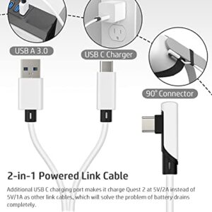 VRJEUGO Designed for Oculus Quest 2 Link Cable, 2-in-1 Powered Link Cable USB 3.0 Stream PC Games While Keeping Headset Charged, 16FT/5m