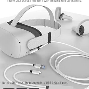 VRJEUGO Designed for Oculus Quest 2 Link Cable, 2-in-1 Powered Link Cable USB 3.0 Stream PC Games While Keeping Headset Charged, 16FT/5m