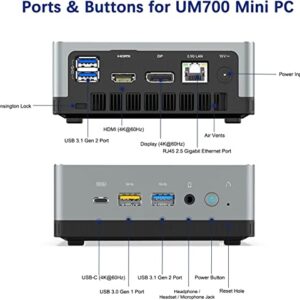 MINISFORUM Mini PC AMD Ryzen 7 3750H UM700 | 16 GB RAM 512 GB PCIe SSD Mini Desktop Computer | Radeon RX Vega 10 Graphics | Dual WiFi BT 5.1 | HDMI/Display/USB-C | 1 X RJ45 | 5X USB Ports