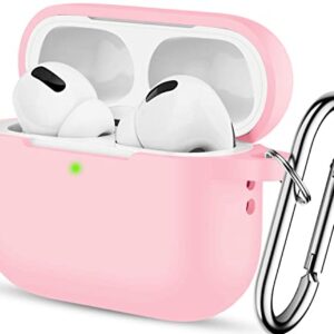 IMIVIO Airpods Pro 2 Case Cover 2022/Pro 2019, Soft Silicone Protective Charging Cover Skin Compatible Apple Airpods Pro 2nd/1st Generation Case for Women Men with Keychain, Front LED Visible (Pink)