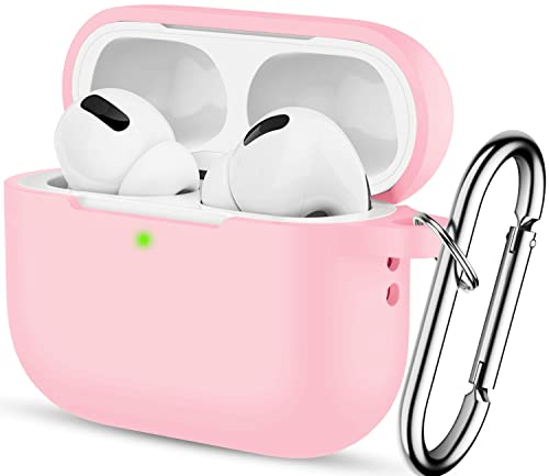 IMIVIO Airpods Pro 2 Case Cover 2022/Pro 2019, Soft Silicone Protective Charging Cover Skin Compatible Apple Airpods Pro 2nd/1st Generation Case for Women Men with Keychain, Front LED Visible (Pink)