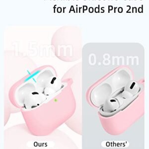 IMIVIO Airpods Pro 2 Case Cover 2022/Pro 2019, Soft Silicone Protective Charging Cover Skin Compatible Apple Airpods Pro 2nd/1st Generation Case for Women Men with Keychain, Front LED Visible (Pink)