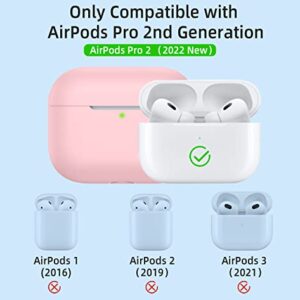 IMIVIO Airpods Pro 2 Case Cover 2022/Pro 2019, Soft Silicone Protective Charging Cover Skin Compatible Apple Airpods Pro 2nd/1st Generation Case for Women Men with Keychain, Front LED Visible (Pink)