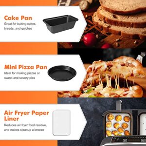 Dual Basket Air Fryer Accessories, Set of 10 Fit for Ninja Dual Air Fryer DZ201, DZ401 & Most 8 Quart - 10 Quart and Larger Dual Zone Air Fryer, Include Cake Pizza Pan, Rack & Skewer, Paper Liner, etc