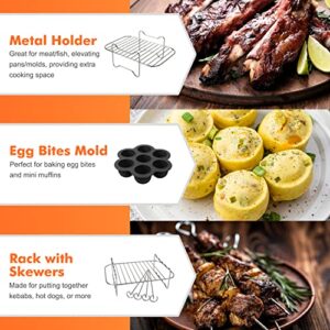 Dual Basket Air Fryer Accessories, Set of 10 Fit for Ninja Dual Air Fryer DZ201, DZ401 & Most 8 Quart - 10 Quart and Larger Dual Zone Air Fryer, Include Cake Pizza Pan, Rack & Skewer, Paper Liner, etc