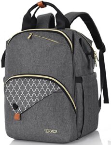 kuosdaz backpack for women and men, college backpack computer bag, 15.6 inch fashion laptop bag with usb charging port, wide open large water resistant nurse back pack, travel daypack, grey