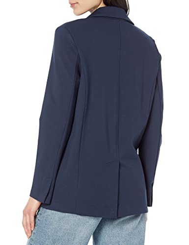 Amazon Essentials Women's Relaxed-Fit Soft Ponte Blazer, Navy, Medium