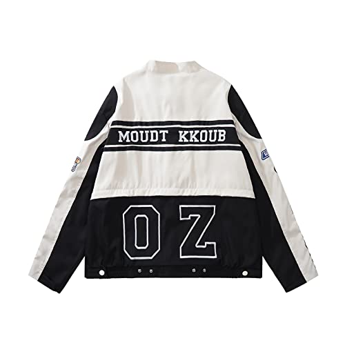 Aelfric Eden Men's Harajuku Graphic Print Varsity Jacket Colorblock Button Closure Baseball Jacket