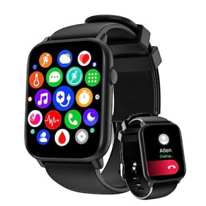 smart watch with bluetooth call ( answer/make call) for women men, health watch with body temperature, blood pressure, heart rate, sleep monitor, ip68 waterproof fitness tracker for android ios phones