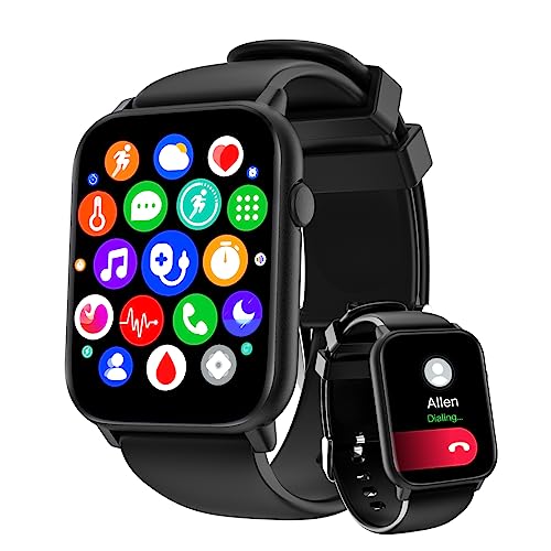 Smart Watch with Bluetooth Call ( Answer/Make Call) for Women Men, Health Watch with Body Temperature, Blood Pressure, Heart Rate, Sleep Monitor, IP68 Waterproof Fitness Tracker for Android iOS Phones