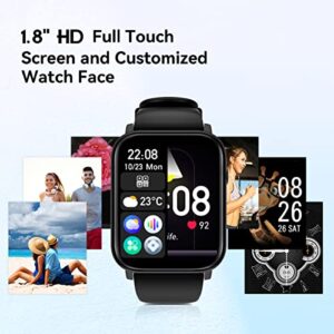 Smart Watch with Bluetooth Call ( Answer/Make Call) for Women Men, Health Watch with Body Temperature, Blood Pressure, Heart Rate, Sleep Monitor, IP68 Waterproof Fitness Tracker for Android iOS Phones