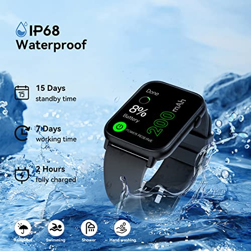 Smart Watch with Bluetooth Call ( Answer/Make Call) for Women Men, Health Watch with Body Temperature, Blood Pressure, Heart Rate, Sleep Monitor, IP68 Waterproof Fitness Tracker for Android iOS Phones