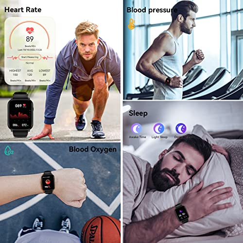 Smart Watch with Bluetooth Call ( Answer/Make Call) for Women Men, Health Watch with Body Temperature, Blood Pressure, Heart Rate, Sleep Monitor, IP68 Waterproof Fitness Tracker for Android iOS Phones