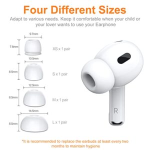 [4 Pairs XS/S/M/L] Link Dream Ear Tips for AirPods Pro 2 (2nd Generation) Silicon Ear Buds Tips with Portable Storage Box (XS/S/M/L)